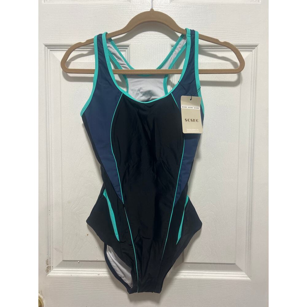 SCSKC Women's One Piece Athletic Racerback Swimsuit NWT Size 8